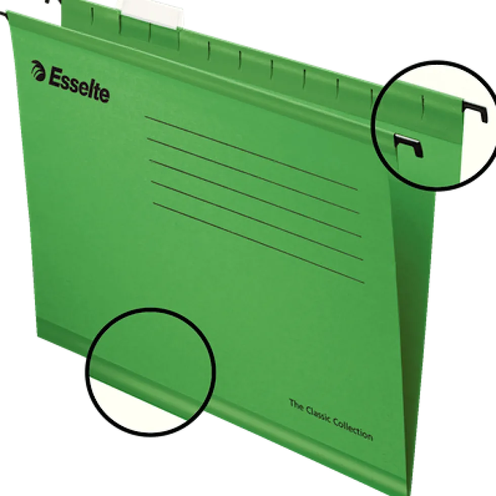 Hängmapp Foolscap Esselte Grön, 365x240mm, papp, 25st