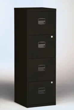 Hängmappsskåp Svart, 4 lådor, 413x1283x400mm