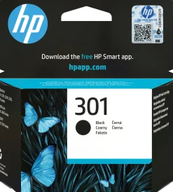 HP 301 black ink cartridge, blistered