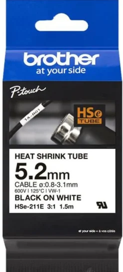 HSe-211E Heat Shrink Tube Tape Black on White 5,2mm wide