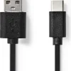 Kabel NEDIS USB-A-USB-C 1m svart