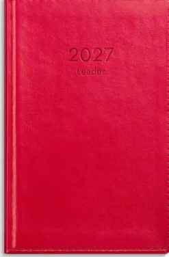 Kalender Leader 2027 konstläder röd