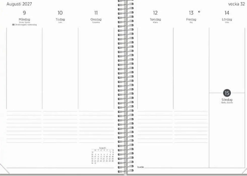 Kalender Organizer & Notes 2027 stående