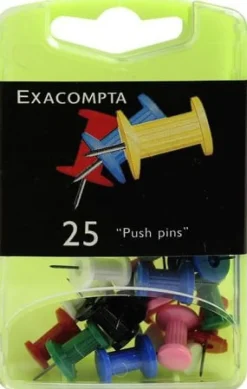 Kartnål EXACOMPTA 10mm sort.färger 25/fp