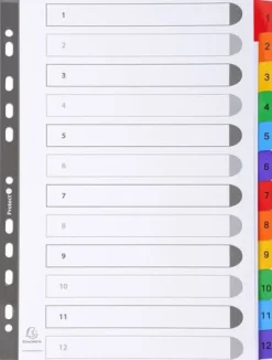 Kartongregister EXACOMPTA 1-12 multifärg