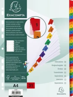 Kartongregister EXACOMPTA 1-31 multifärg