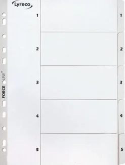 Kartongregister LYRECO A4 1-5 vit