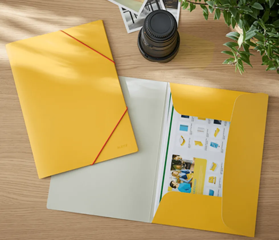 3-klaffmapp Leitz Cosy A4 kartong Gul