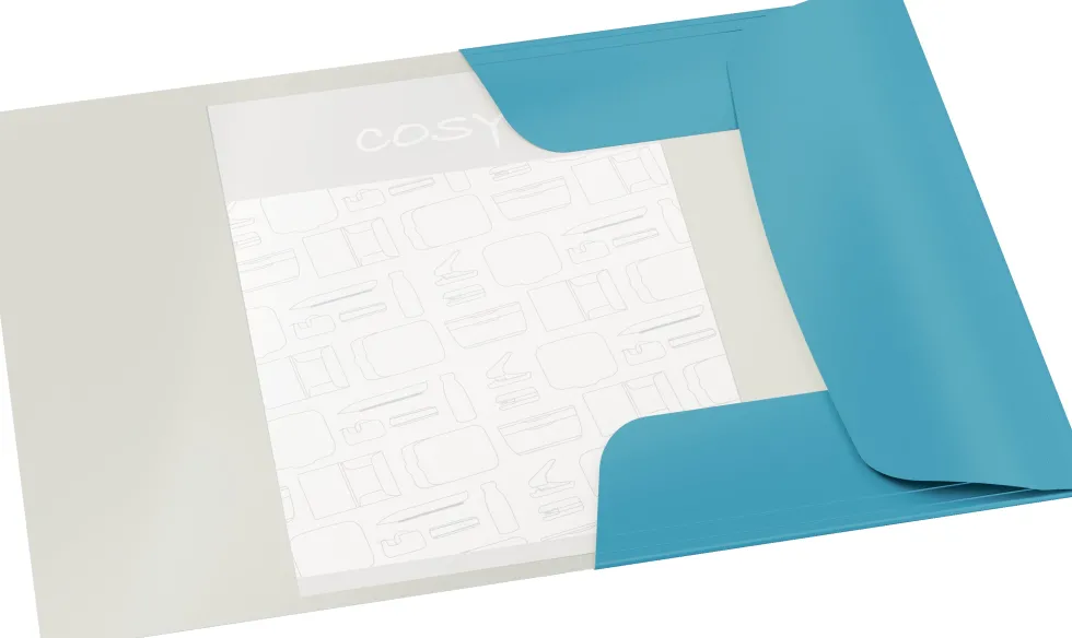 3-klaffmapp Leitz Cosy A4 kartong Blå