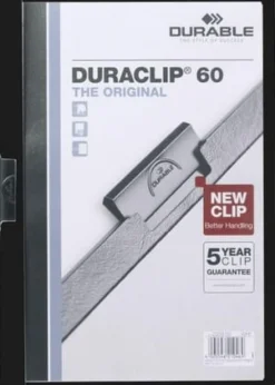 Klämmapp DURABLE Duraclip A4 Svart, 60 blad, 25st