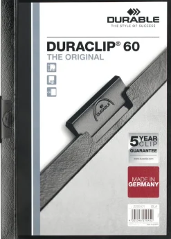 Klämmapp DURABLE Duraclip A4 Svart, 60 blad, 25st