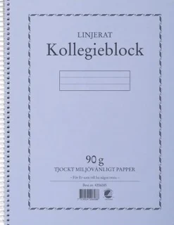 Kollegieblock A4, linjerat, 90g, 5st