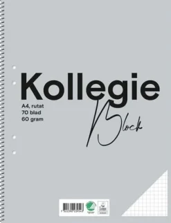 Kollegieblock FW A4 60g 70bl rut h grå