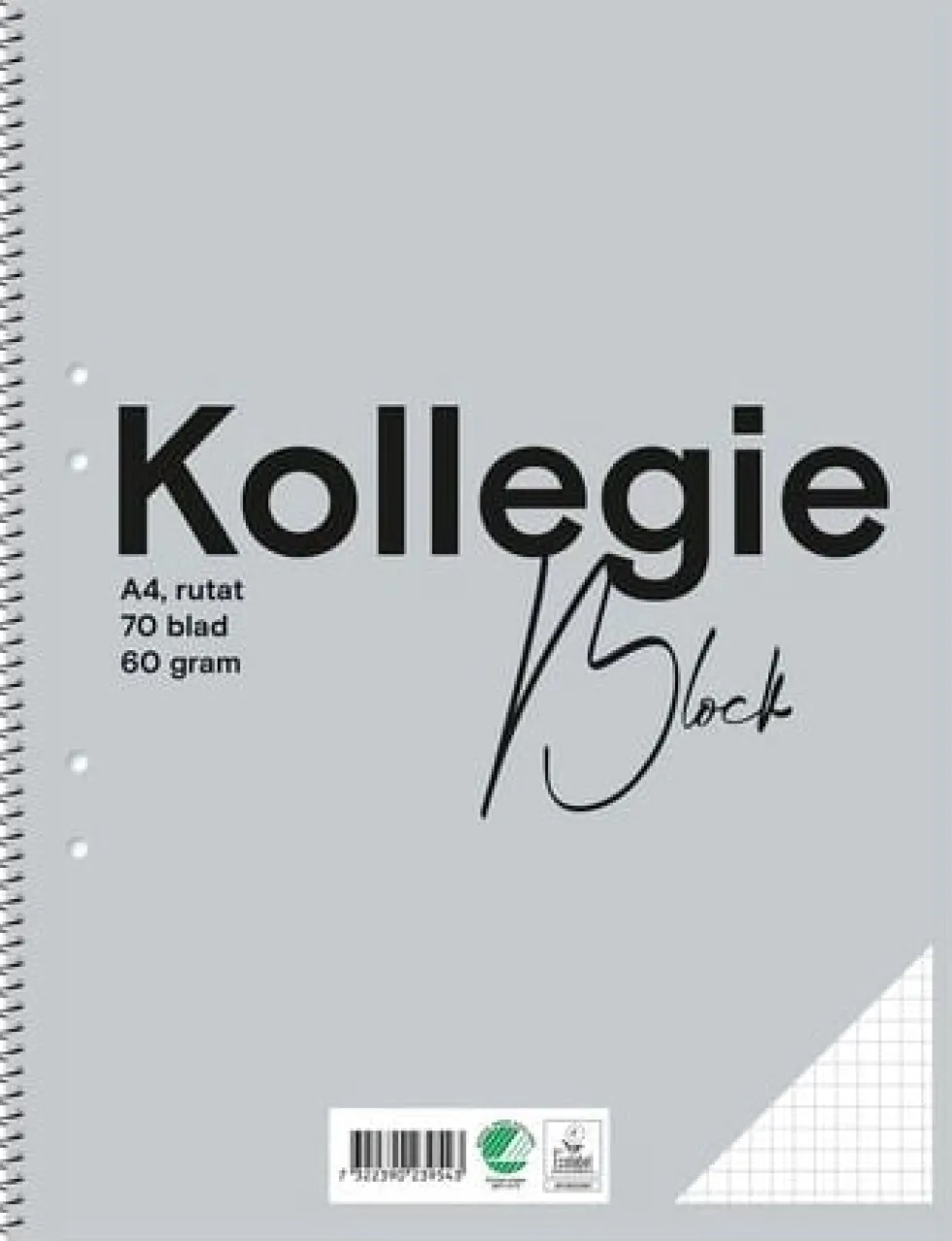 Kollegieblock FW A4 60g 70bl rut h grå