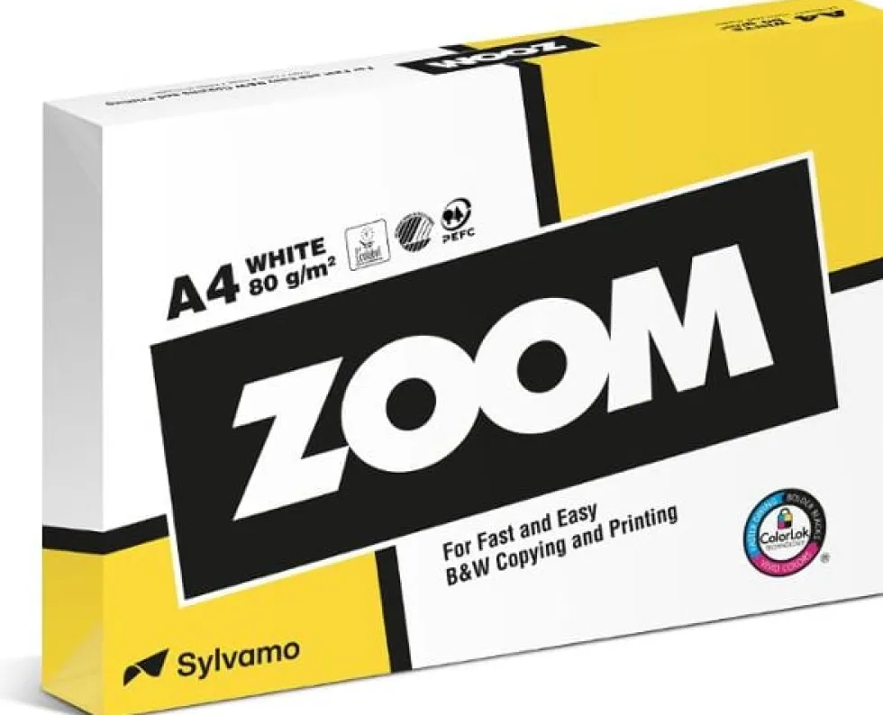 Kopieringspapper Zoom A4, hålat, 80g, 5x500/fp