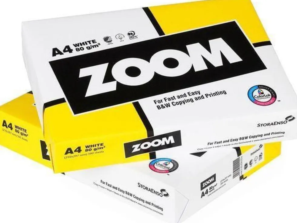 Kopieringspapper Zoom A4, ohålat, 80g, 5x500/fp