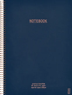 KOZO Anteckningsbok A4 Premium Navy Rutad