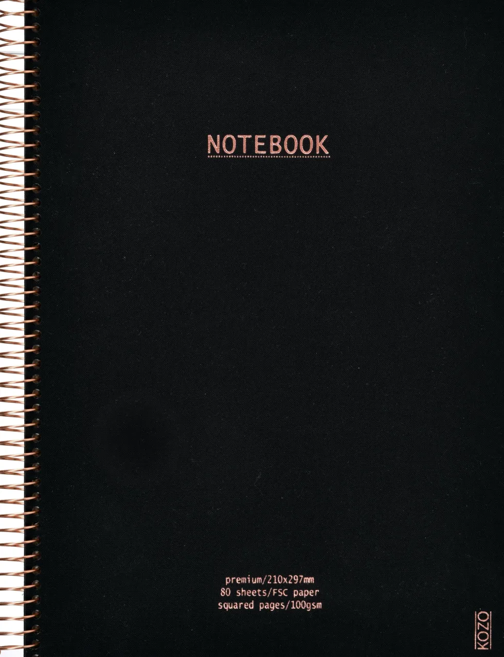 KOZO Anteckningsbok A4 Premium Black Rutad