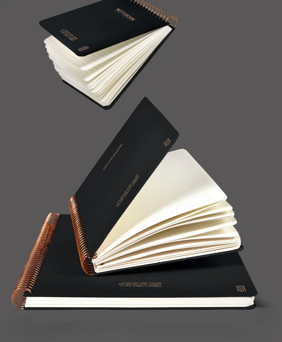 KOZO Anteckningsbok A4 Premium Black Rutad