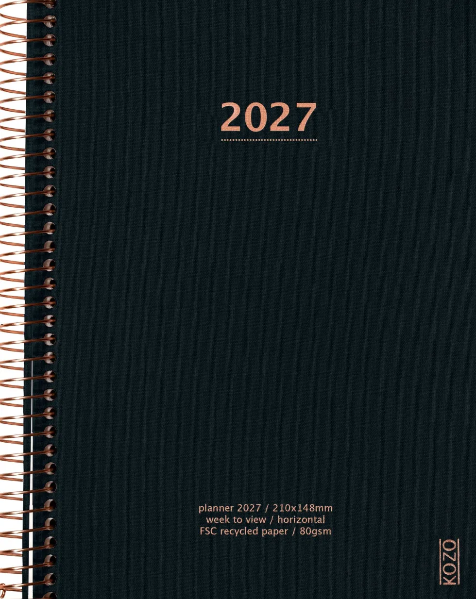 KOZO Kalender 2027 A5 Vecka per uppslag Black