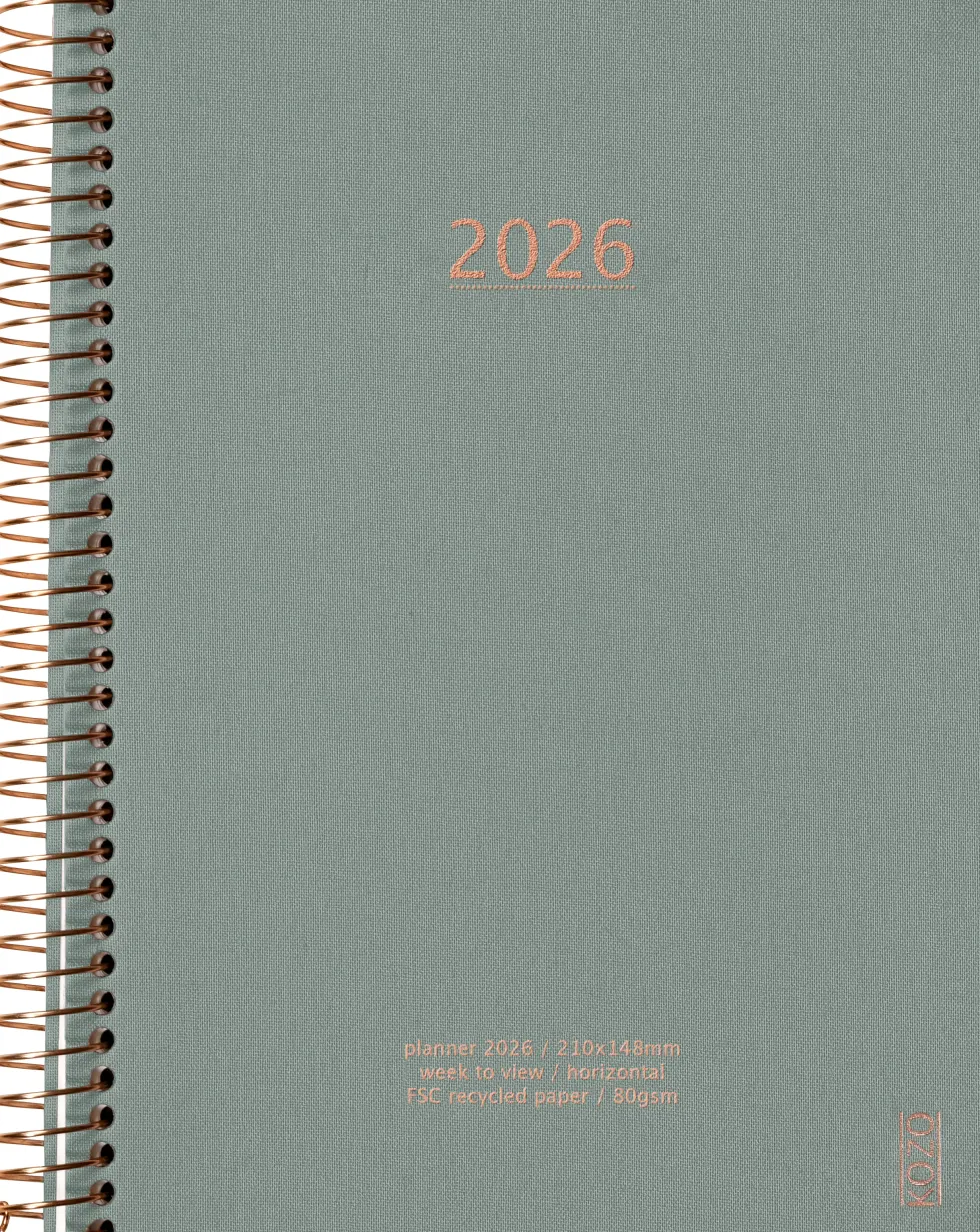 KOZO Kalender 2026 A5 Vecka per uppslag Aloe Vera