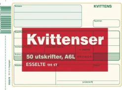 Kvittens A6 Liggande utan kopia, 50 blad