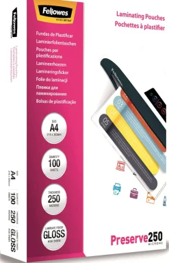 Laminat FELLOWES A4 250mic klar 100/fp