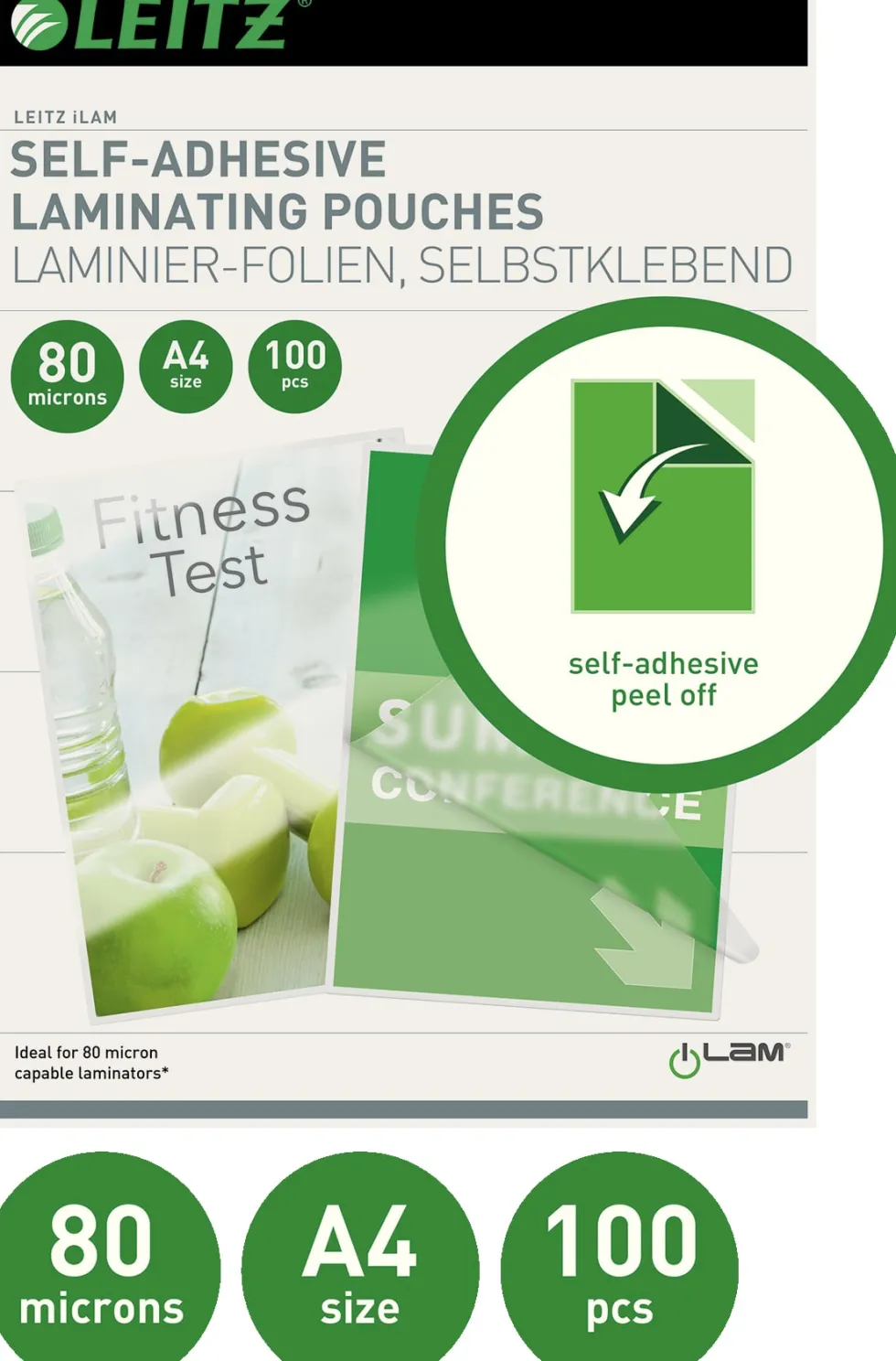 Laminat självhäftande baksida A4 80mic 100/fp