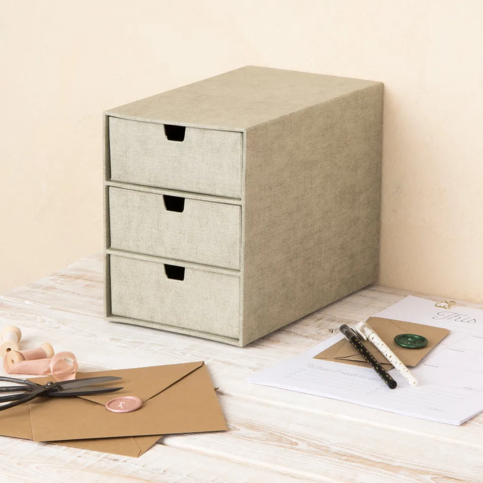 3-lådsbyrå Ingrid canvas linen