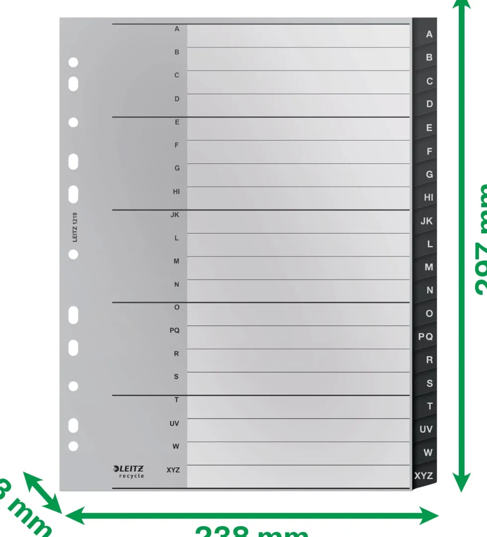 Leitz Recycle register A-Z 20 ark A4 PP