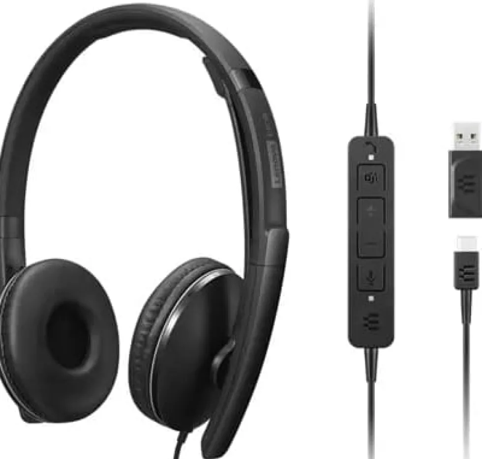 Lenovo Gen 2 - Headset - på örat - kabelansluten - USB-C - svart
