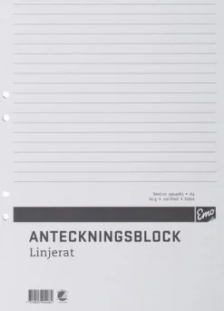 Limblock kortsida A4, linjerat, 100bl, 5st