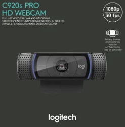 Logitech HD Pro Webcam C920S - Webbkamera - färg - 1920 x 1080