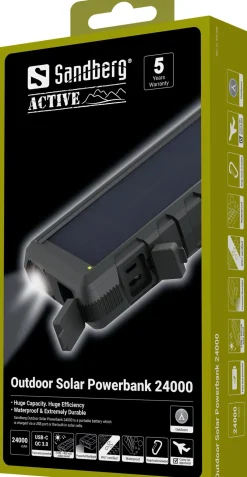 24.000 mAh Outdoor Solar PowerBank, Black