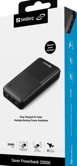 20.000 mAh Saver PowerBank, Black