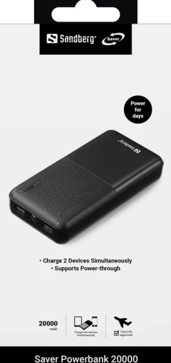 20.000 mAh Saver PowerBank, Black