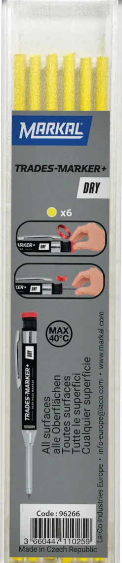 Markal Trades Marker+ Dry - Refill (X6 Yellow)