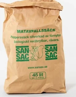 Matavfallspåse SANSAC 45L, papper, 20/fp