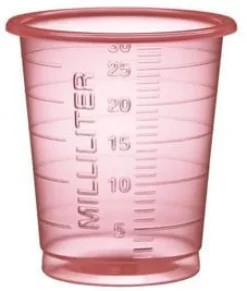 Medicinbägare Eco 30ml smal röd 90/fp