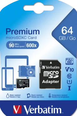 Micro SDXC Card 64GB Class 10 w/adaptor