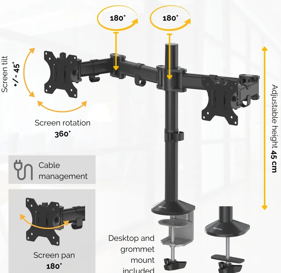 Monitorarm FELLOWES Reflex Dual
