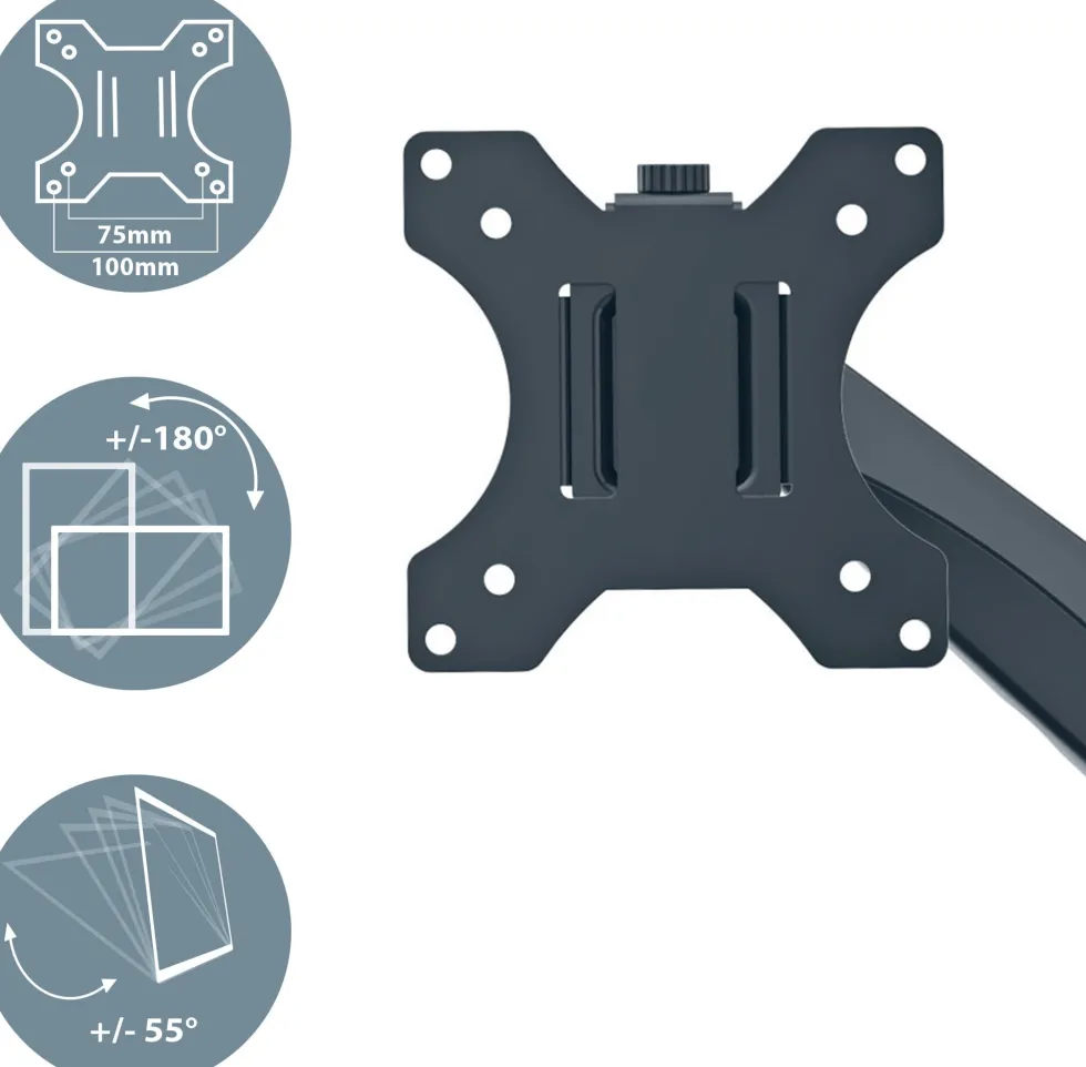 Monitor Arm Space Saving Dual+Laptop Arm, Dark Grey