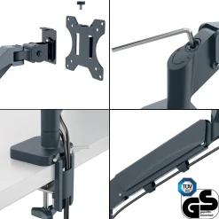 Monitor Arm Space Saving Dual+Laptop Arm, Dark Grey