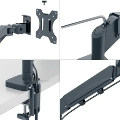 Monitor Arm Space Saving Dual+Laptop Arm, Dark Grey