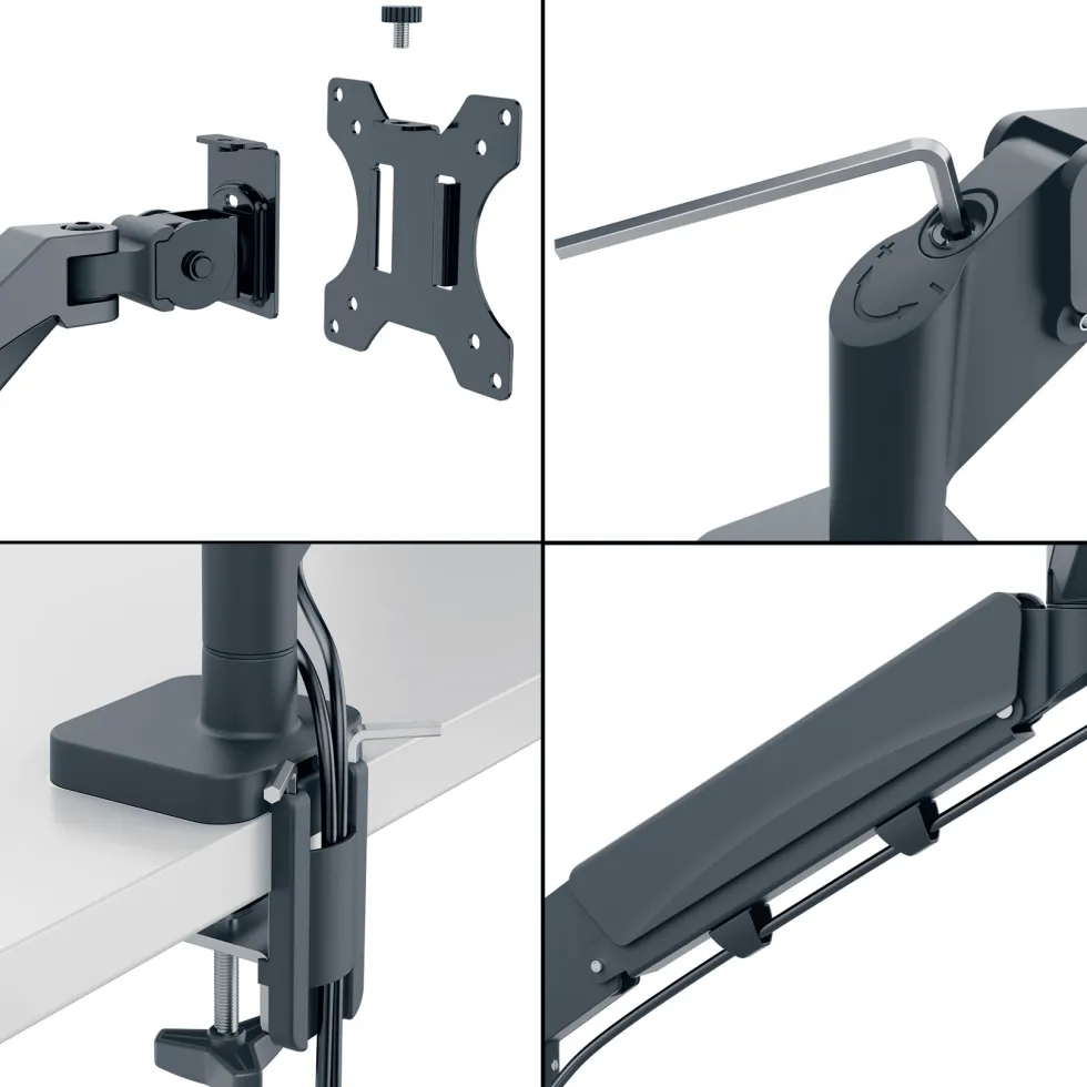 Monitor Arm Space Saving Dual+Laptop Arm, Dark Grey