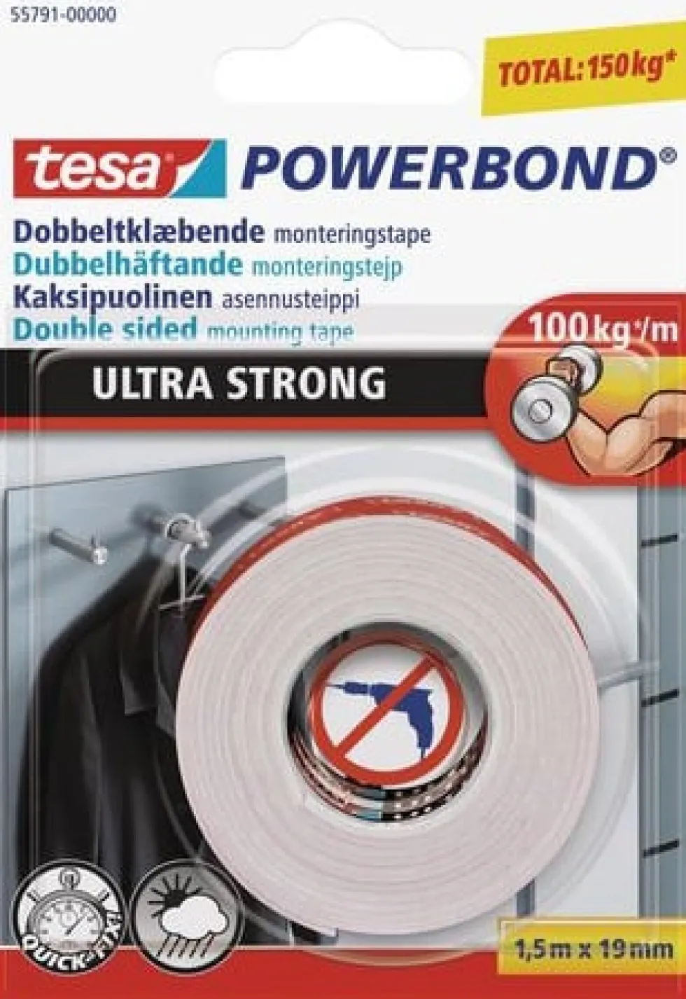 Monteringstejp TESA Ultra Strong 1,5m x 19mm