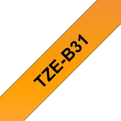 Märkband Brother TZeB31, svart/orange, 12mm