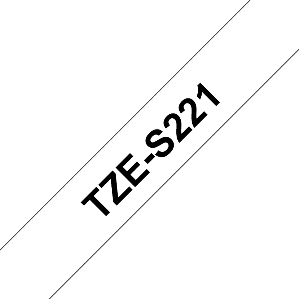 Märkband Brother TZeS221 Stark, svart/vit, 9mm