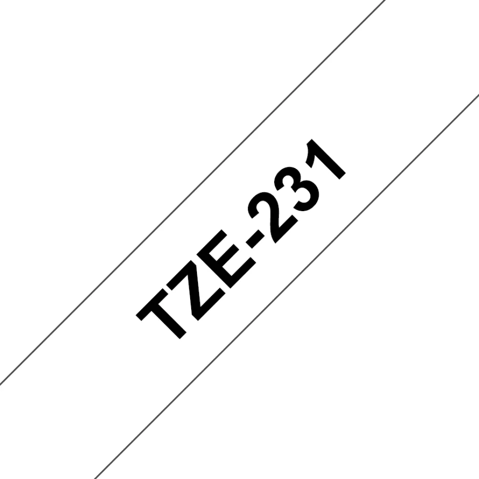 Märkband Brother TZe231, svart/vit, 12mm