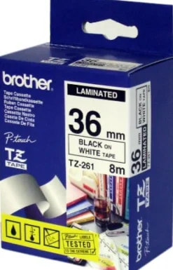 Märkband Brother TZe261, svart/vit, 36mm